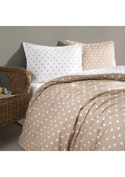 Coté Blanc Dots Capuccino Pamuk Ranforce Çift Kişilik Çift Taraflı Nevresim Takımı fiyatları