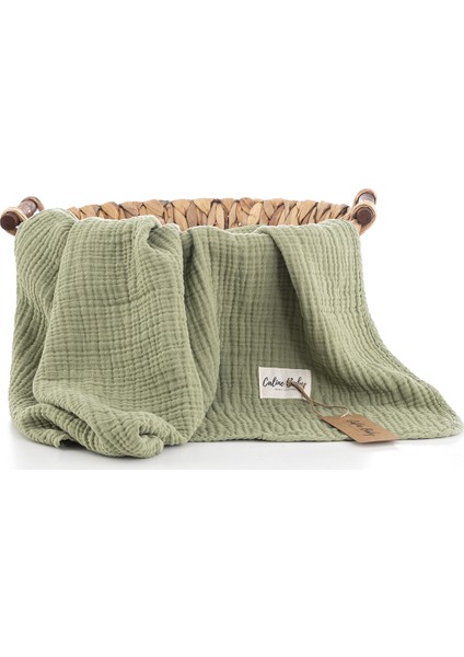 4 Katlı Premium %100 Pamuk Müslin Battaniye| 120x120 cm | Çimen Yeşili fiyatları