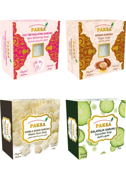 Doğal Cilt Beyazlatma, Argan, Damla Sakızı, Salatalık Sabunu ( 4 Adet ) fiyatları