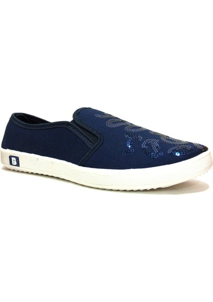 210 Lacivert Pullu Bağcıksız Anatomik Sneakers