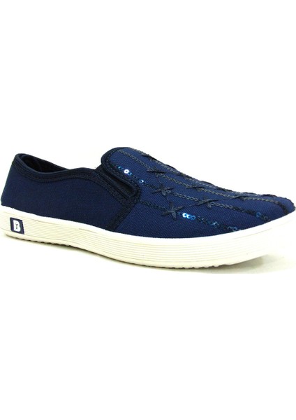 315 Lacivert Pullu Bağcıksız Anatomik Sneakers