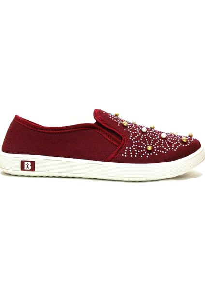 400 Bordo Boncuklu Bağcıksız Anatomik Sneakers fiyatları