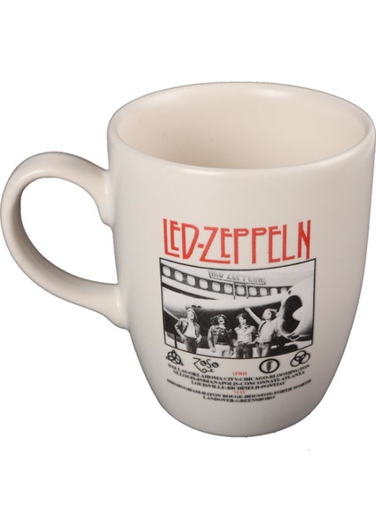 Beyaz LED Zeppein Baskılı Kupa