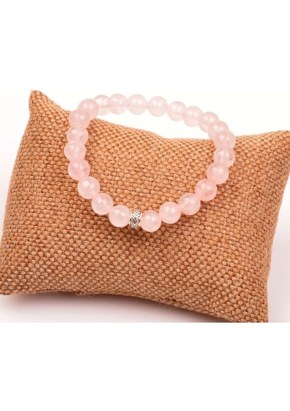 Pembe Kuvars Taşı Bileklik - 8 mm