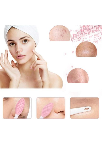 2 Adet Dudak Fırçası Peeling Gözenek Siyah Nokta Temizleyici Çift Yönlü Fırça