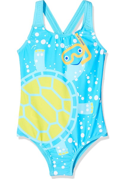 8 - 109 - 02D820 Tommy Turtle Crossback Kız Çocuk Mayosu