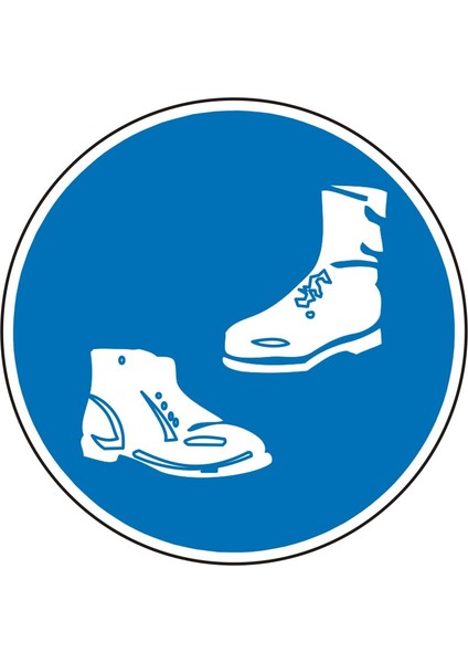 İZMİR SERİGRAFİ Koruyucu Bot ve Ayakkabı Giy 30 cm Çap 2.6 mm PVC Uyarı Levhası