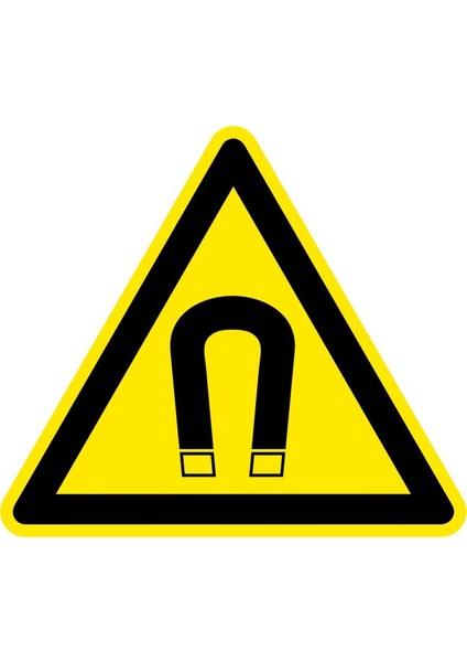 İZMİR SERİGRAFİ Kuvvetli Manyetik Alan Üçgen 30CM 2.6 mm PVC Uyarı Levhası