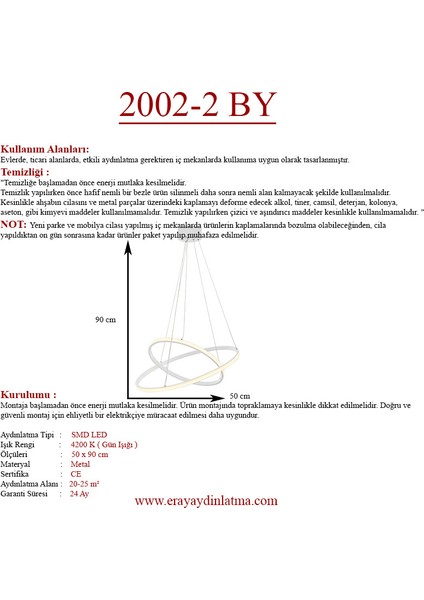 Eray Aydınlatma 2002-2 By LED Beyaz Avize