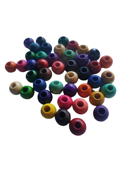 6 mm Karışık Renkli Ahşap Boncuk 80 gr 700'lü