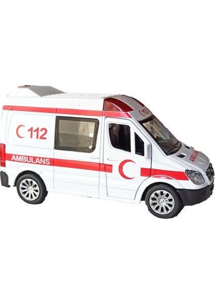 Metal Işıklı Sirenli Çek Bırak Oyuncak Ambulans