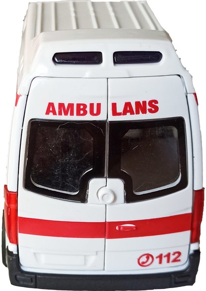 Metal Işıklı Sirenli Çek Bırak Oyuncak Ambulans