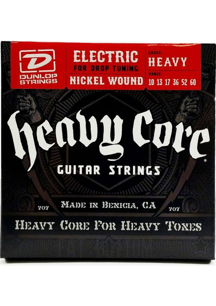 Dunlop DHCN1060-6 Heavy Core Fat Bottom Nickel Guitar Strings Elektro Gitar Teli 10-60