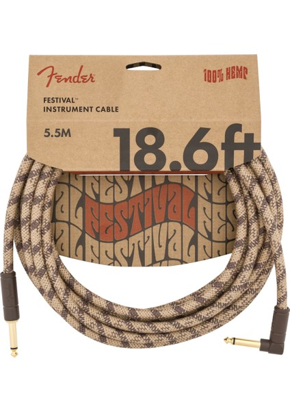 Festival Hemp Instrument Cables 5.5 Metre Açılı - Brown Stripe Enstrüman Kablosu