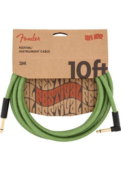 Festival Hemp Instrument Cables 3 Metre Açılı - Green Enstrüman Kablosu