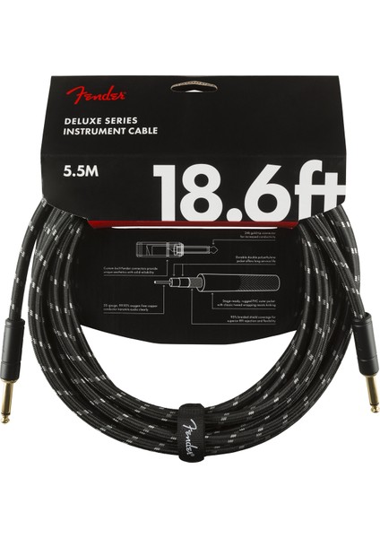 Deluxe Series Instrument Cable Black Tweed - 5.5 Metre Enstrüman Kablosu