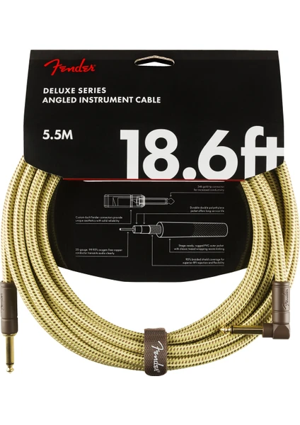 Deluxe Series Instrument Cable Tweed Açılı - 5.5 Metre Enstrüman Kablosu