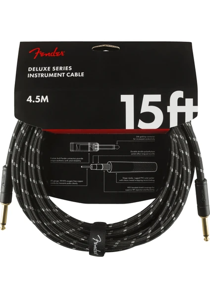 Deluxe Series Instrument Cable Black Tweed - 4.5 Metre Enstrüman Kablosu