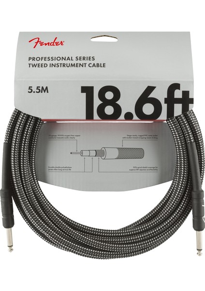Professional Series Instrument Cable, Tweed 5.5 Metre - Gray Tweed Enstrüman Kablosu
