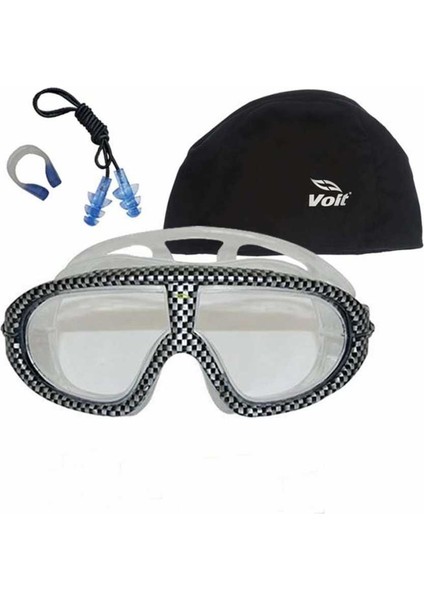 Storm Yüzücü Gözlüğü Karbon + Voit Bone Siyah + Voit Kulak Burun Tıkacı