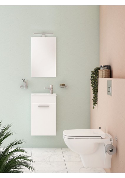 Mia 75022 Lavabo Dolabı, Demonte, 40 cm, Parlak Beyaz