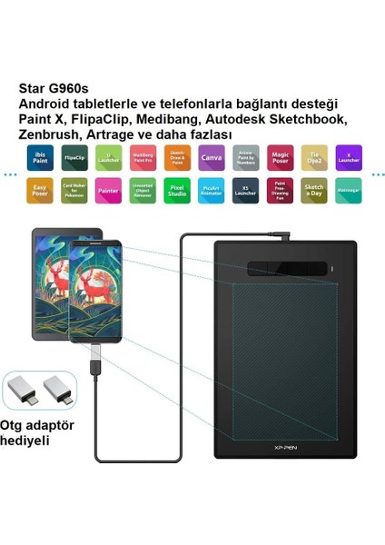 Star G960S 12.5x8.25" Grafik Tablet 8192 Basınç 4 Tuşlu