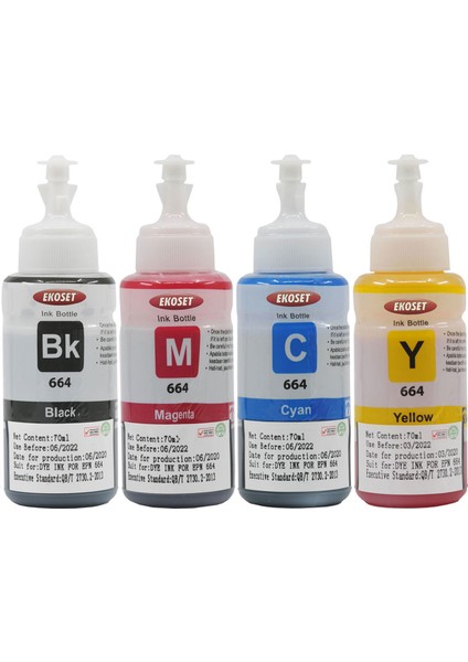 L100 L110 L130 L200 L210 L220 Uyumlu Mürekkep 4 renk 70ml 4lü set