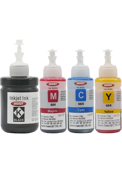 L1455 Uyumlu 4 Renk Muadil Mürekkep Siyah 140ml, Renkliler 70ml