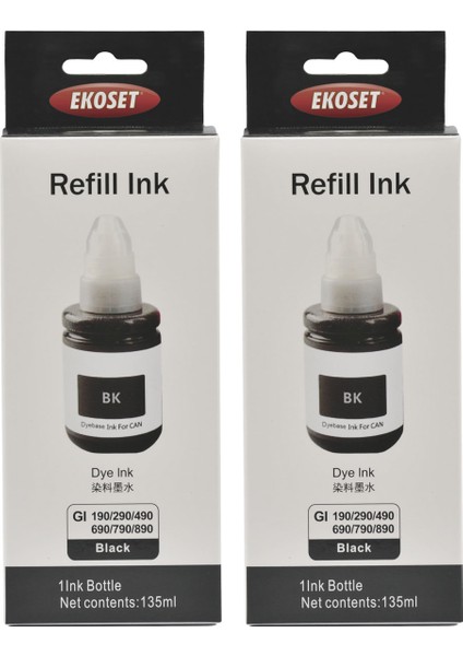 Canon Pixma G3400 G3410 G3411 G3415 uyumlu Siyah mürekkep 2 adet 135 ml