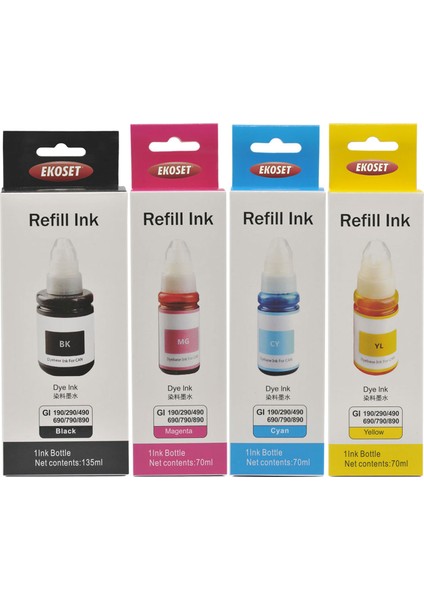 Canon GI-490 uyumlu mürekkep 4 renk fiyatları