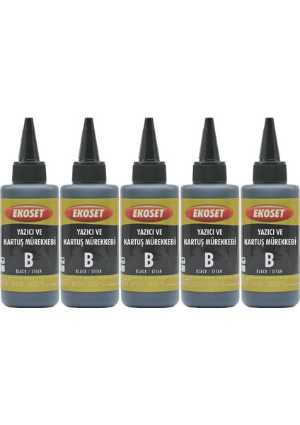 L382 L386 L455 L486 L550 L565 Uyumlu Siyah Muadil Mürekkep 5'li set 5x100ml
