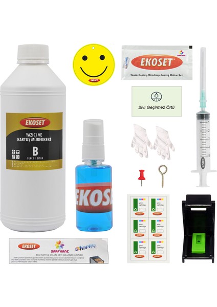 Canon E404 E414 E464 E474 E484 E204 E304 E3140 E3340 E4240 uyumlu Siyah Kartuş Dolum seti 1 Litre