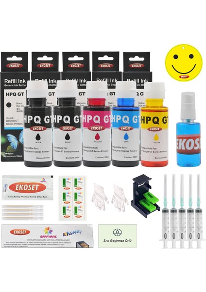 HP 2633 2632 2630 2620 HP 304 Uyumlu Kartuş Dolum Seti Renkli 5'li Set