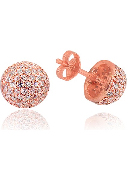 Söğütlü Si̇lver Zirkon Taşlı Yarım Top Küpe