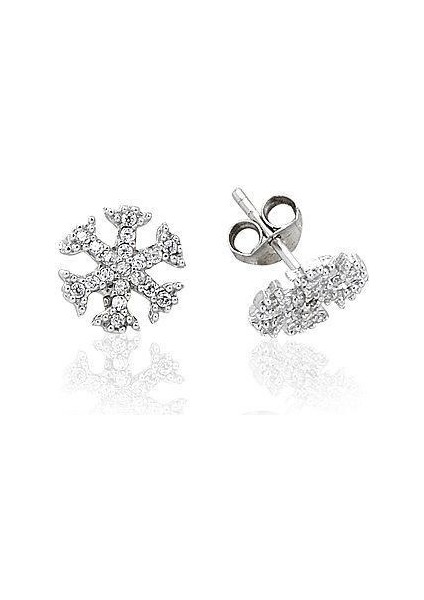 Söğütlü Si̇lver Zirkon Taşlı Kartanesi Küpe