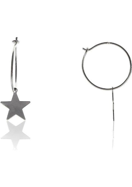 Söğütlü Si̇lver Yıldız Modeli Rodyumlu Gümüş Küpe