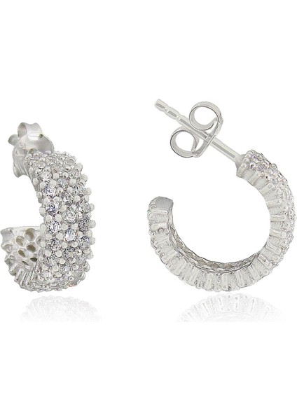 Söğütlü Si̇lver Üç Sıra Tamtur Rodyumlu Küpe