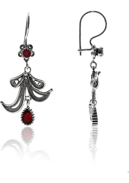 Söğütlü Si̇lver Telkari Kök Yakut Taşlı Küpe