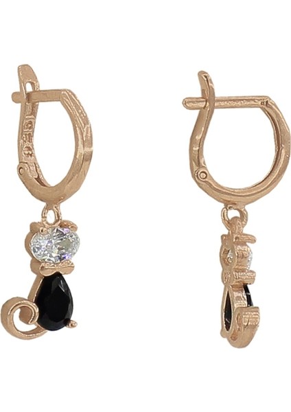 Söğütlü Si̇lver Onix ve Zirkon Taşlı Kedi Küpe