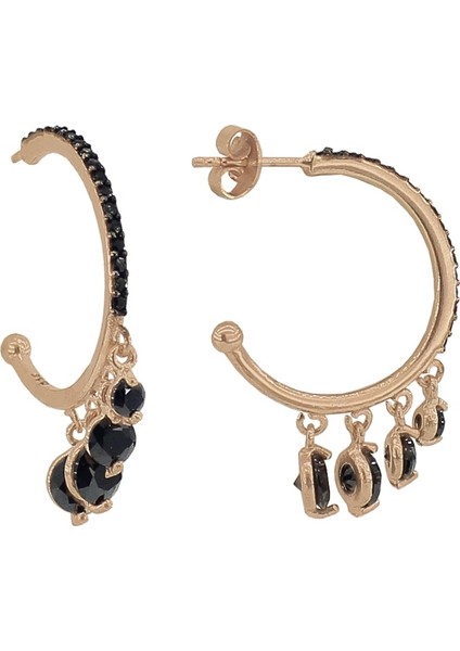 Söğütlü Si̇lver Onix Taşlı Yarım Halka Küpe