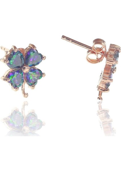 Söğütlü Si̇lver Mistik Topaz Taşlı Mini Yonca Küpe fiyatları