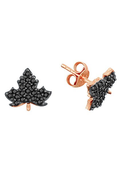 Söğütlü Si̇lver Mini Onix Taşlı Yaprak Küpe