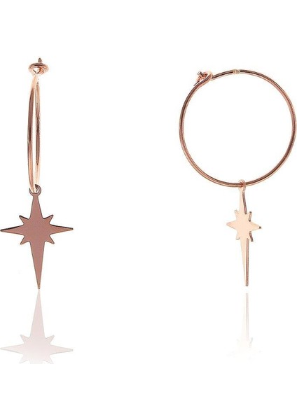 Söğütlü Si̇lver Kutup Yıldızı Modeli Rose Gümüş Küpe