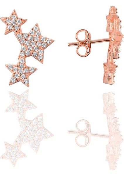 Söğütlü Si̇lver Gümüş Zirkon Taşlı Yıldızlar Küpe