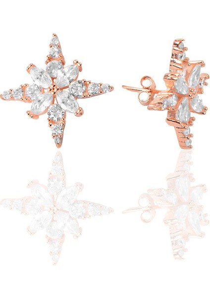 Söğütlü Si̇lver Gümüş Zirkon Taşlı Yıldız Küpe