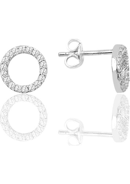 Söğütlü Si̇lver Gümüş Zirkon Taşlı Halka Modeli Küpe