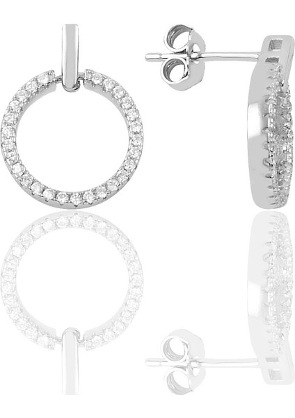 Söğütlü Si̇lver Gümüş Zirkon Taşlı Halka Küpe