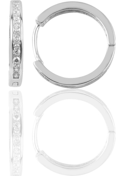 Söğütlü Si̇lver Gümüş Zirkon Taşlı Halka Küpe