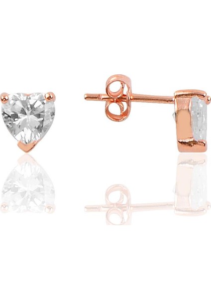 Söğütlü Si̇lver Gümüş Zirkon Taşlı Kalp Modeli Küpe