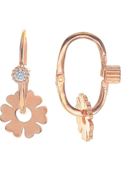 Söğütlü Si̇lver Gümüş Yonca Modeli Zirkon Taşlı Göçmen Küpe